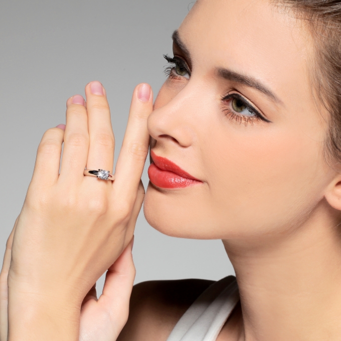 美尔雅珠宝 真爱依托 51分 18k金钻石女戒 钻戒 求婚 50分vvs h