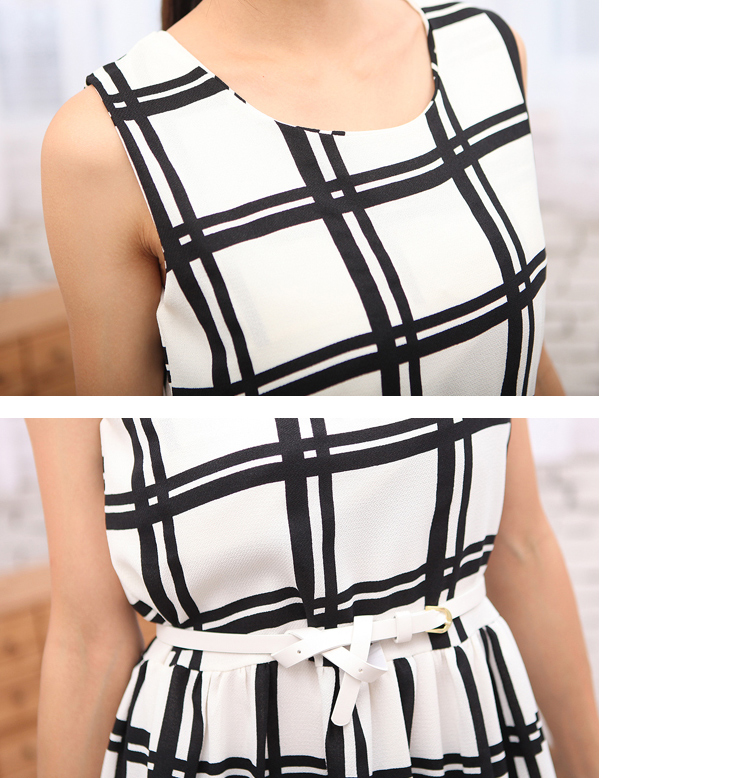 阿玛思2014新款格子无袖背心裙韩版修身连衣裙lyq258 粉色格子 l