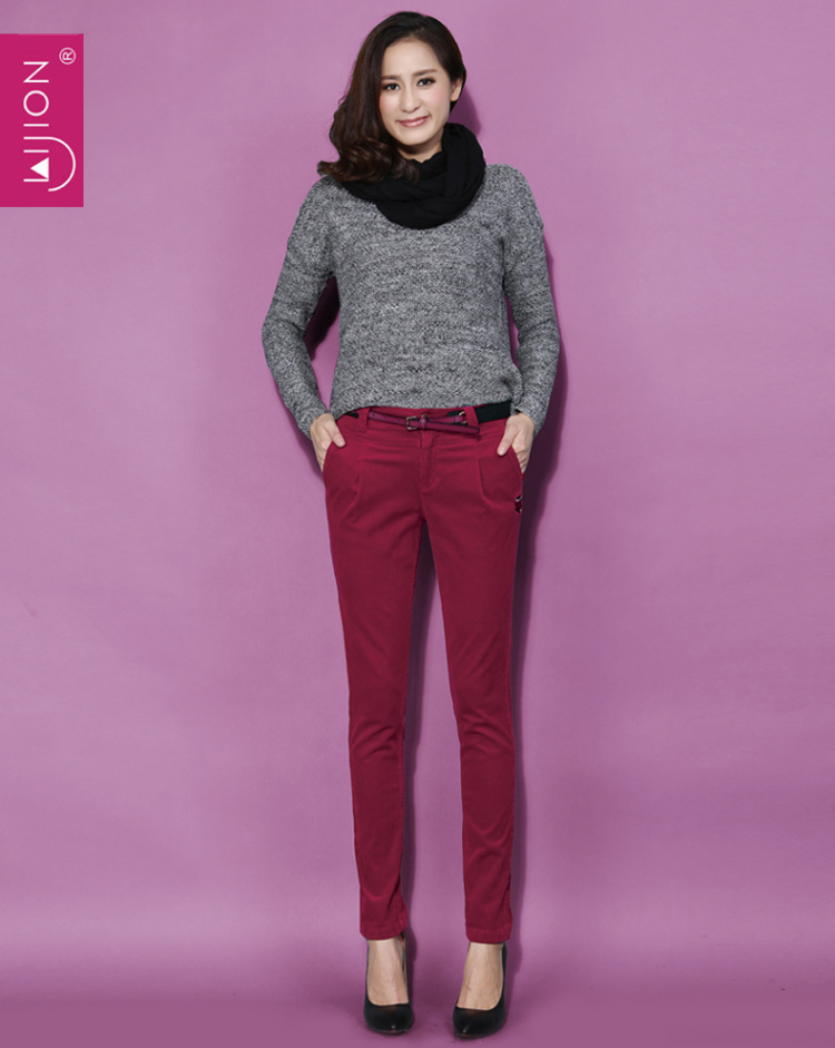 丽洁女裤子2013冬季新款灯芯绒条绒显瘦加厚哈伦裤休闲长裤gr7012