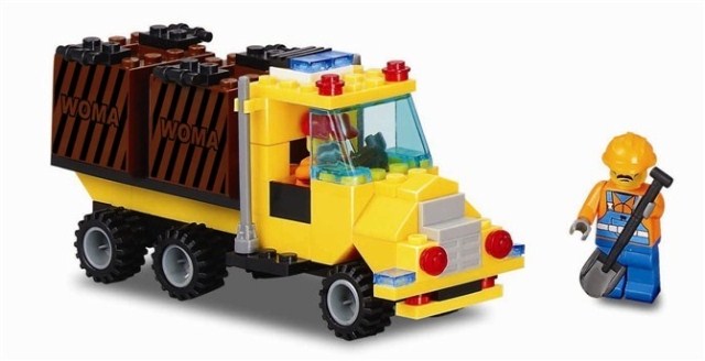 沃马塑料拼插积木 儿童益智玩具 395片盒装 城市工程队j5680