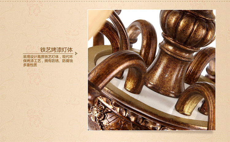 JUSA久三欧式吊灯 客厅吊灯卧室灯 田园简约树脂灯具灯饰 3头