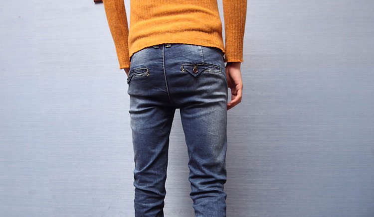 春季新品潮男弹力牛仔裤 新款低腰小脚牛仔裤 男潮韩版裤子 本色 29