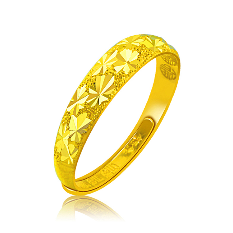 金地珠宝999千足金满天星女款黄金戒指可调圈口女式指环约3.