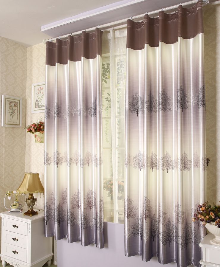 三巧家纺 发财树高档白丝遮光阳台飘窗成品定制短窗帘 红色 窗帘1片1.