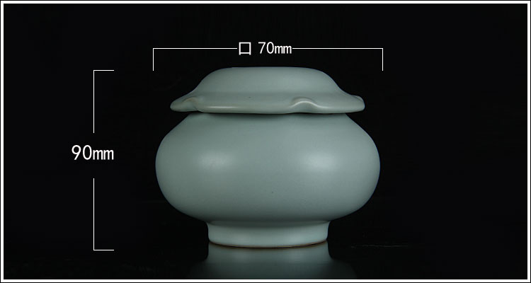 申道正品台湾汝窑茶叶罐陶瓷汝瓷茶叶罐大小号/大福罐 天青色