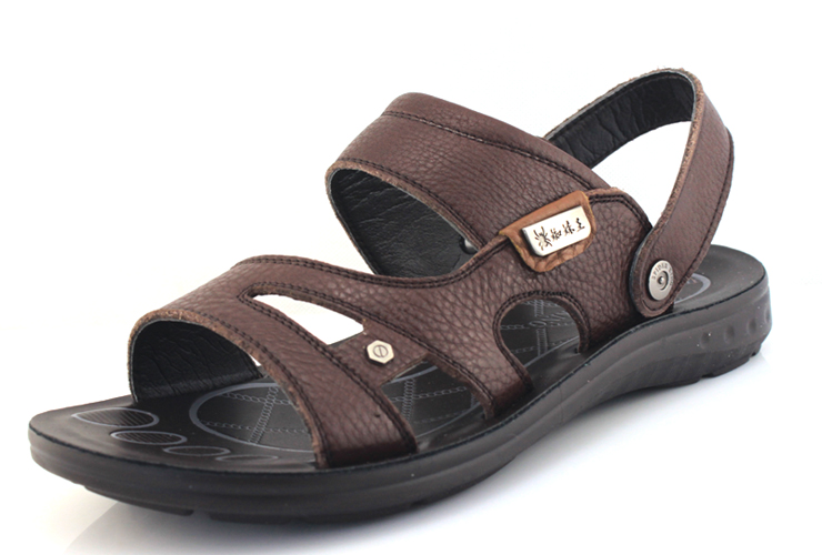 蜘蛛王男凉鞋正品夏季凉拖两用男士沙滩鞋真皮休闲鞋313l685595 黑色