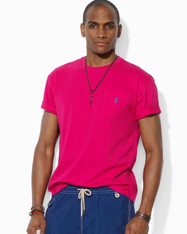 拉夫劳伦马球 polo by ralph lauren 男式短袖t恤 sport pink q