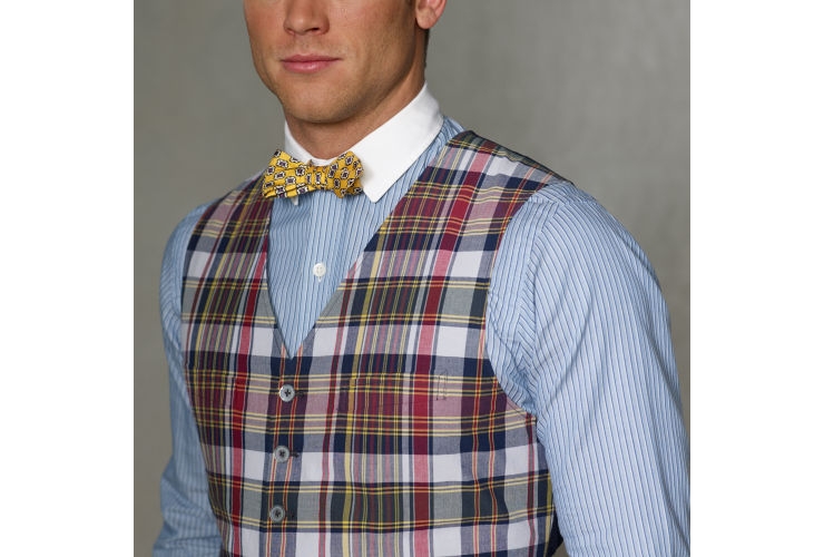 preppy cotton madras and finished with refined mother-of-pearl