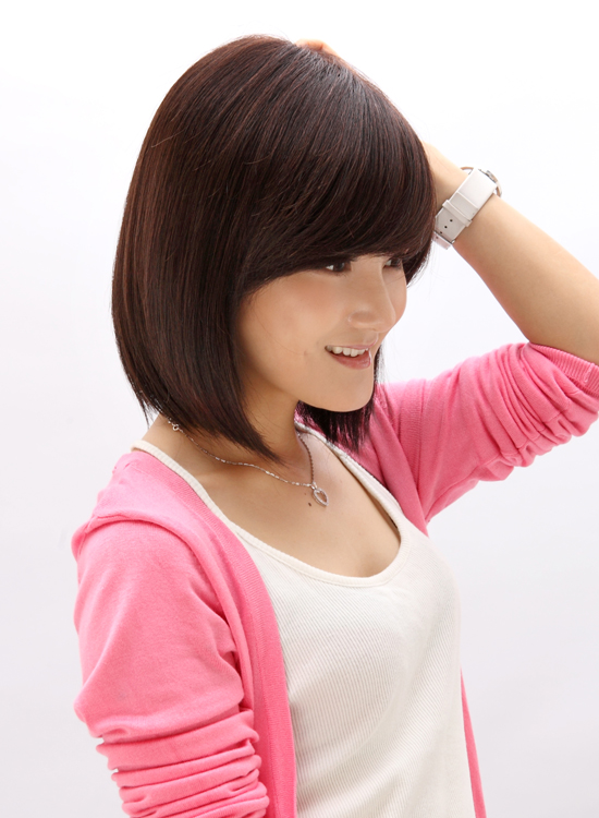 西芙假发真发 长发 女 波波头假发 真人发丝 修脸bobo头假发 z106 深