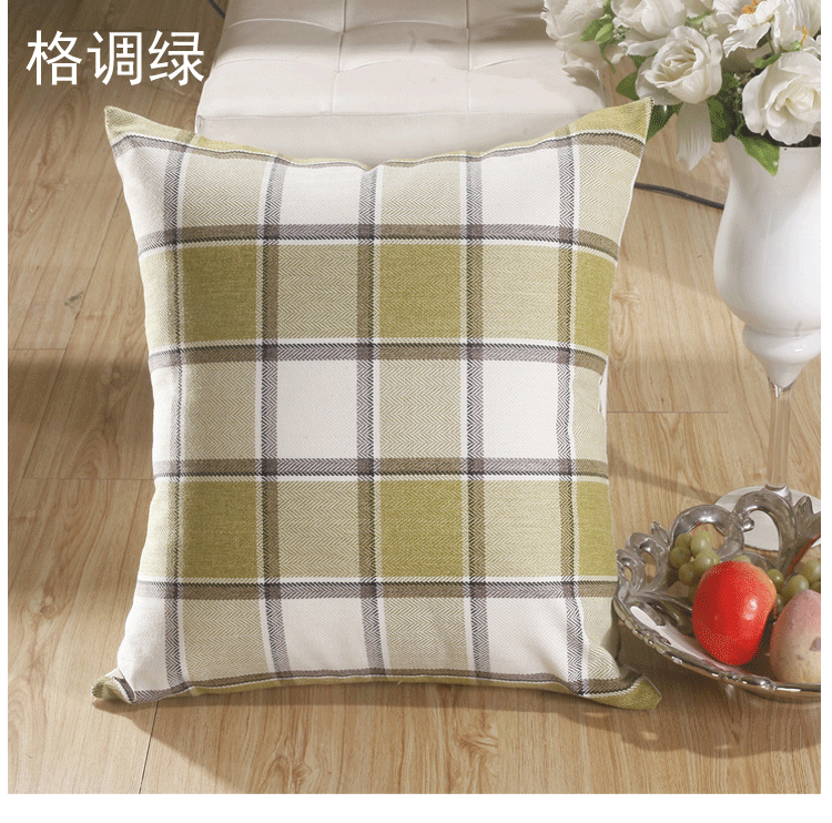 米嘟家纺 麻纱抱枕（含芯）抱枕套 55*55cm 可机洗 汽车靠垫办公室抱枕 格调绿 55cm*55cm抱枕芯