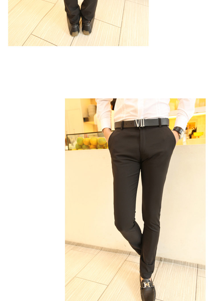 悦欣之恋 新款男士英伦风格绅士修身百搭休闲裤小脚长裤y1