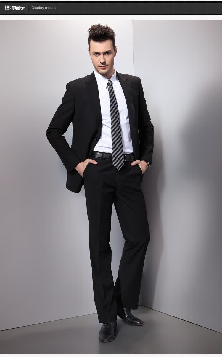 西服外套新郎礼服西服套装韩版西装 黑色x09 上衣48裤子码数请留言