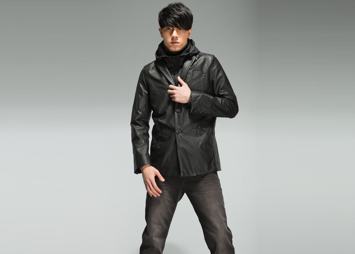 圣迪奥 sdeer 男装冬装修身假两件休闲西装1472304 黑色/91 s(165/84a