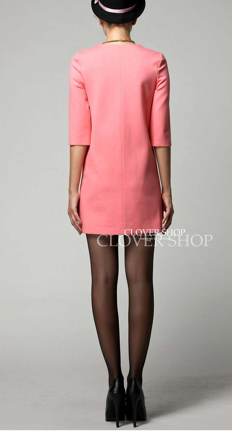 launcelot 欧美简约气质外贸原单罗马布女打底连衣裙子七分袖 白色 l