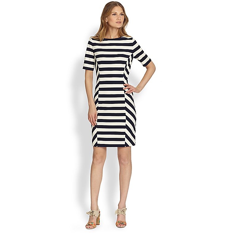 托里伯奇 tory burch 女式连衣裙 navy-ivory q00034068 xl