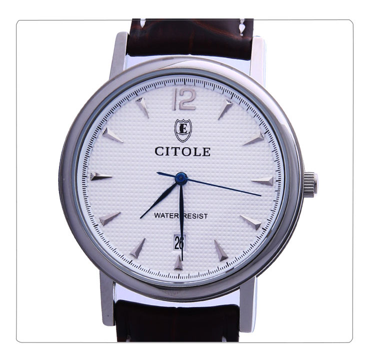 西腾(citole)手表时尚女表简约女士手表石英表皮带日历ct-5037 白色