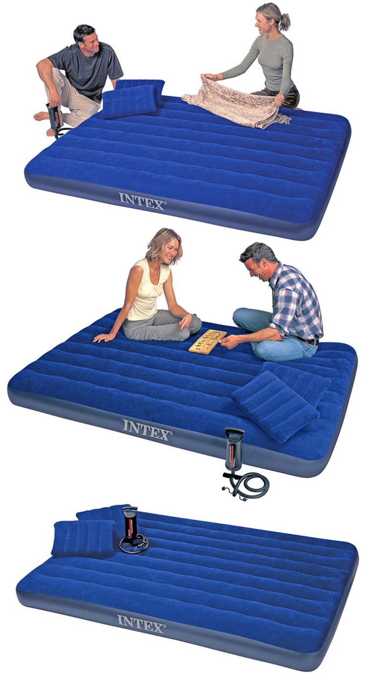 intex 68765深蓝灯芯绒 双人加大空气床 送胶水【价格 报价 正品 兰