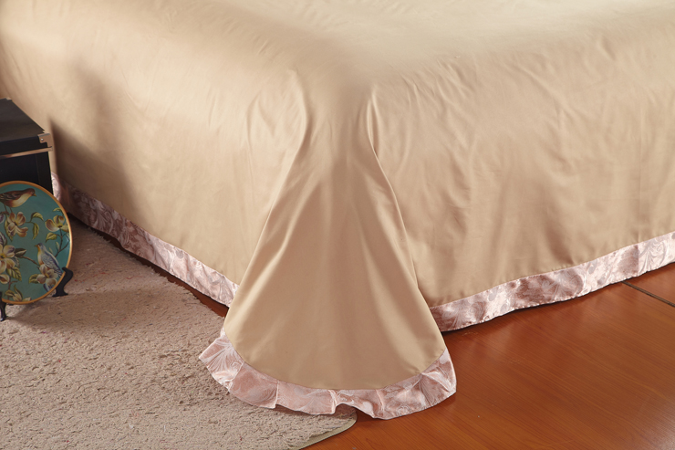 心聚纤成 床上用品 贡缎天丝提花婚庆四件套 玫瑰盛典-大红