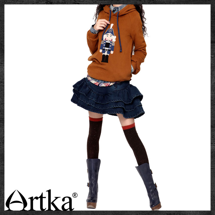 
                                        Artka阿卡牛仔半身裙秋装新款暮山溪重工刺绣包臀百搭短裙 深蓝 M                