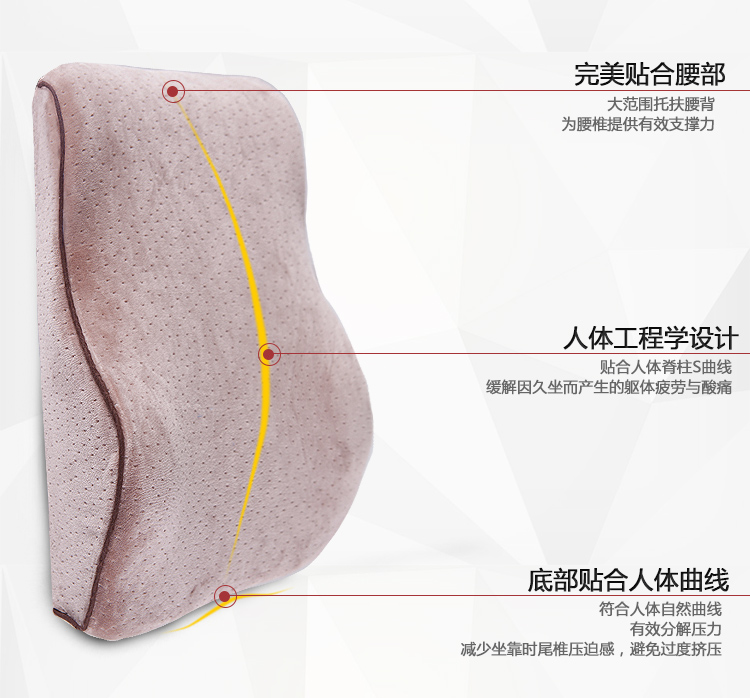 
                                        那一家 汽车座位靠垫 腰椎靠背 车用护脊腰靠 护腰靠枕 保健背垫腰垫 慢回弹太空记忆棉腰枕 奶茶棕                
