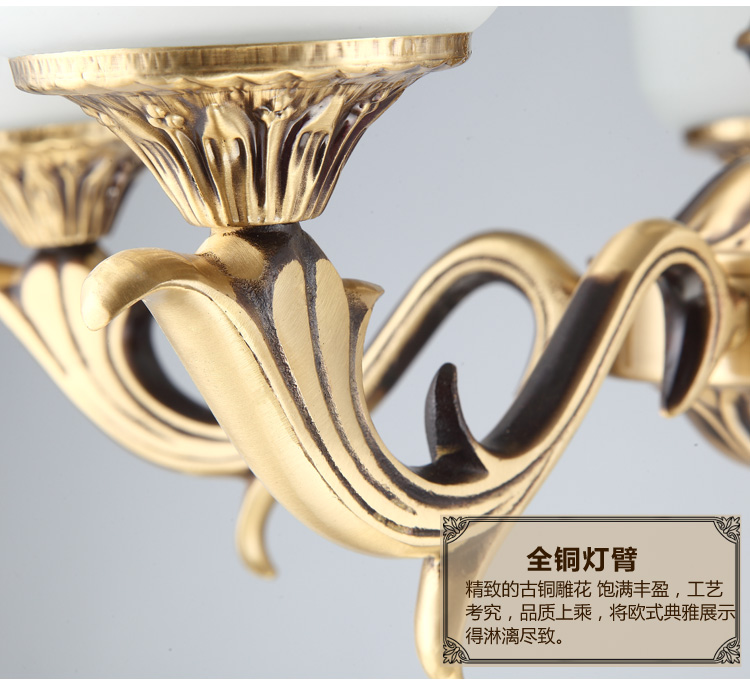 
                                        阳邦欧式铜吊灯客厅灯具全铜吊灯餐厅灯美式卧室吊灯YD8119 5头                