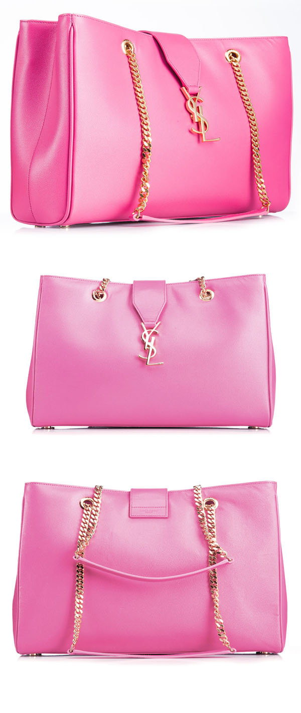 圣罗兰 ysl 粉色y扣斜纹理双层敞口双肩带肩背包 342021 b0w0j 2013