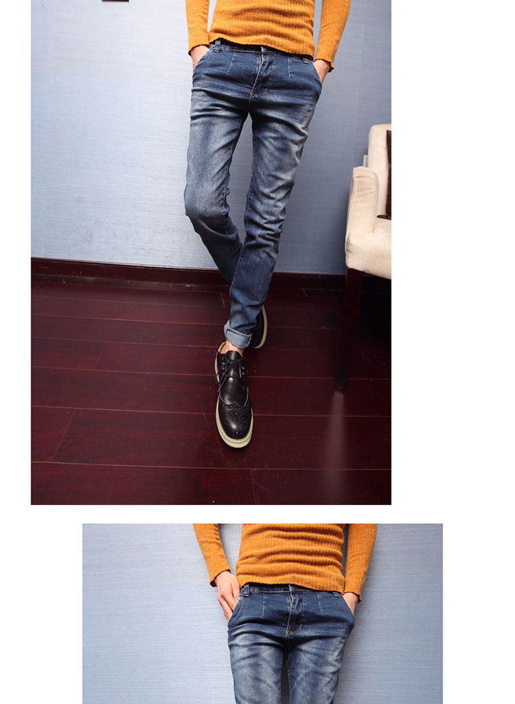 春季新品潮男弹力牛仔裤 新款低腰小脚牛仔裤 男潮韩版裤子 本色 29