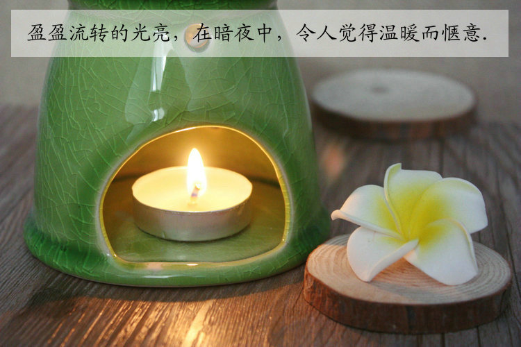芳夕 冰裂陶瓷香薰炉 蜡烛香薰灯泰国工艺裂纹釉 送精油蜡烛 9401米白