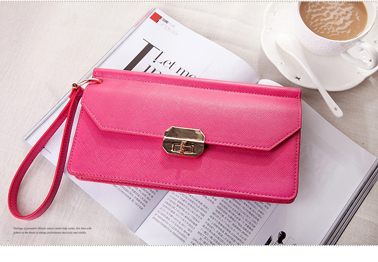 麦包包浪美职场达人系列女士钱包14110004 玫红色