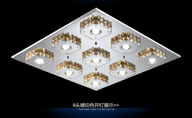 大气客厅长方形现代简约时尚led水晶灯卧室创意餐厅灯具饰吸顶灯MU1002 12头+3W白光LED