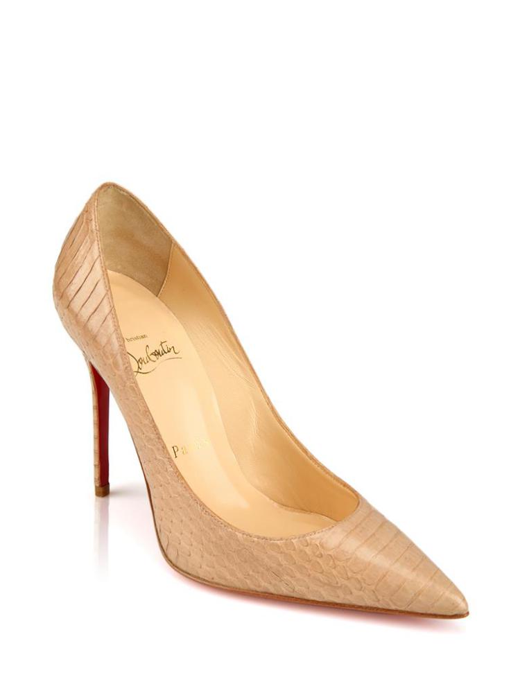 louboutin浅棕色牛皮材质动物纹图案女士单鞋 多色1 欧码39