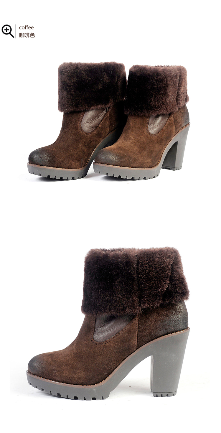 毛绒女鞋82011 黑色 35 价格,coey酷丽 温暖冬日质感羊皮舒适粗跟百搭