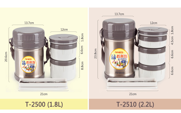 
                                                            新品泰福高（TAFUCO） 保温饭盒日本304不锈钢焖烧保温桶防烫三层提锅大容量学生便当饭盒 T2510香槟色2.2L 三层可焖烧+防烫手                