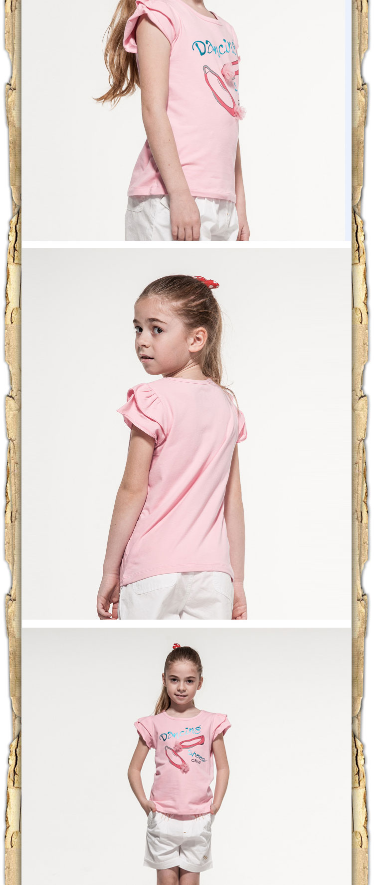 cherokee 巧乐奇 2013夏季新款童装 女童弹力印花飞袖t恤衫 短袖t恤