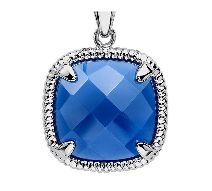blue nile 925纯银蓝缟玛瑙吊坠 37923 蓝色 f