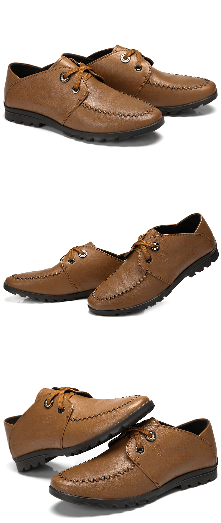 骆驼牌男鞋 日常休闲鞋真皮男鞋 办公室皮鞋系带鞋 黑色 38