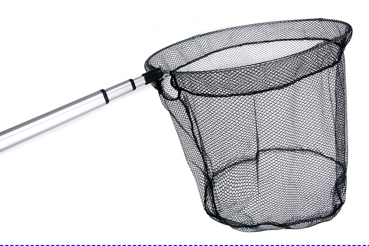 隐士 银色铝合金加厚壁三角密眼抄网鱼网捞鱼网 2.1米
