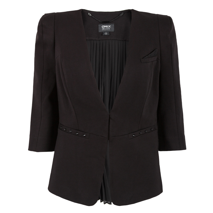 路哲兰秋季新品女装风琴褶雪纺拼接七分袖修身西服t两色|11331k002