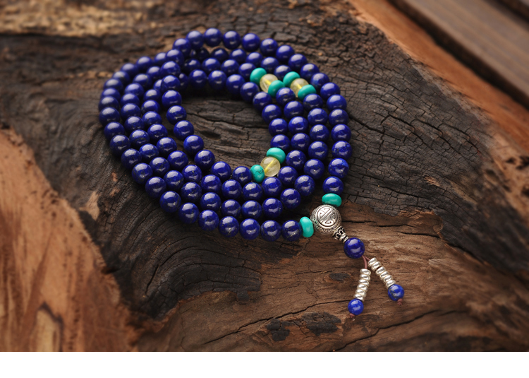 君澜3a阿富汗无染色108青金石天然手链 项链两用