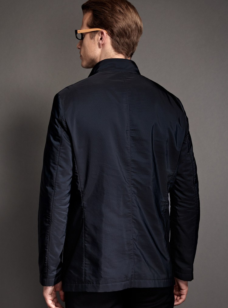 梦芭莎 蒙蒂埃莫 优雅时尚立领轻便薄棉便服 060613322 藏青 44