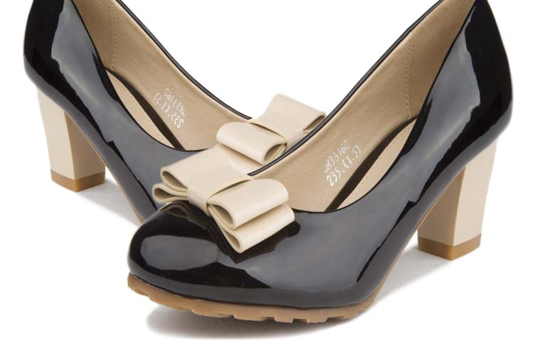 女鞋 高跟鞋 晶锐 晶锐女款蝴蝶结浅口鞋33160 黑色 3.