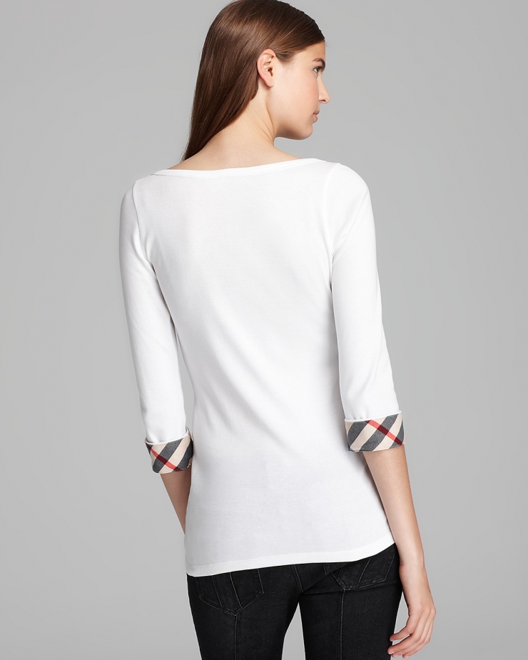 巴宝莉 burberry 女式长袖t恤 white q00056521 l