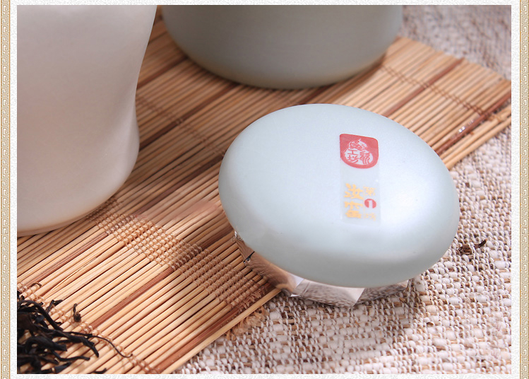 
                                        陶立方 汝窑茶叶罐陶瓷制品锡纸密封罐开片 LP-1103CYG 天青色                