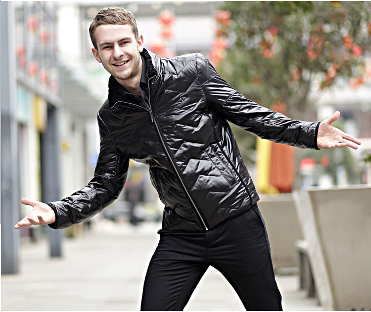 奔迈benmai男士纯色立领休闲羽绒服男装冬季新款外套1305 墨绿 180