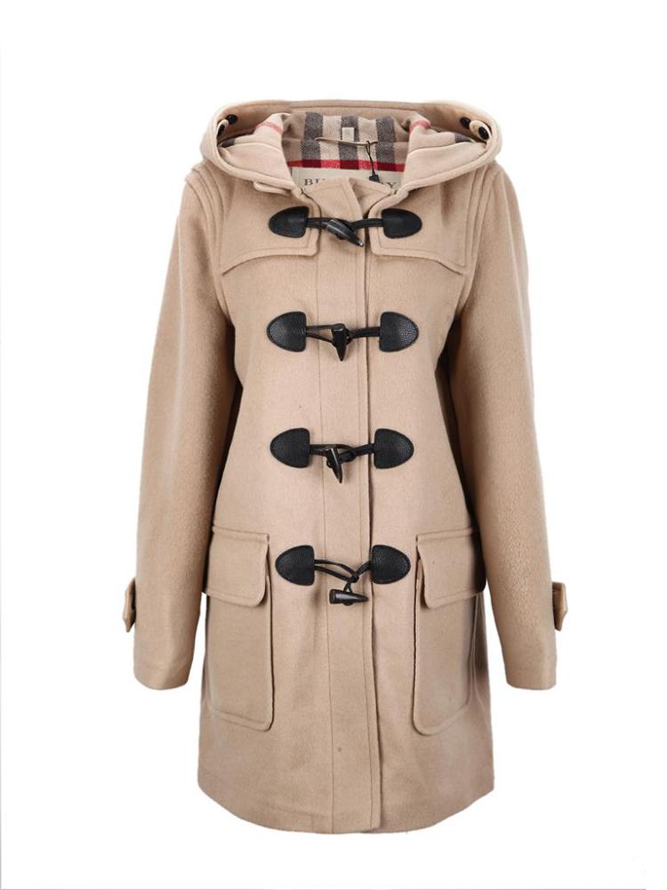 burberry巴宝莉brit系列棕色纯羊毛材质牛角扣女士中长款大衣,3844780