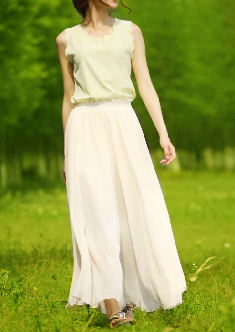 薇树2013新款包臀纱裙雪纺长裙半身裙 仙女裙波西米亚长裙 浅绿色 l