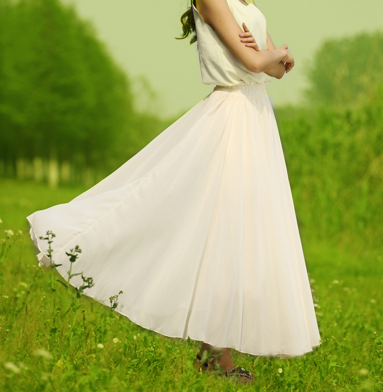 薇树2013新款包臀纱裙雪纺长裙半身裙 仙女裙波西米亚长裙 浅绿色 l