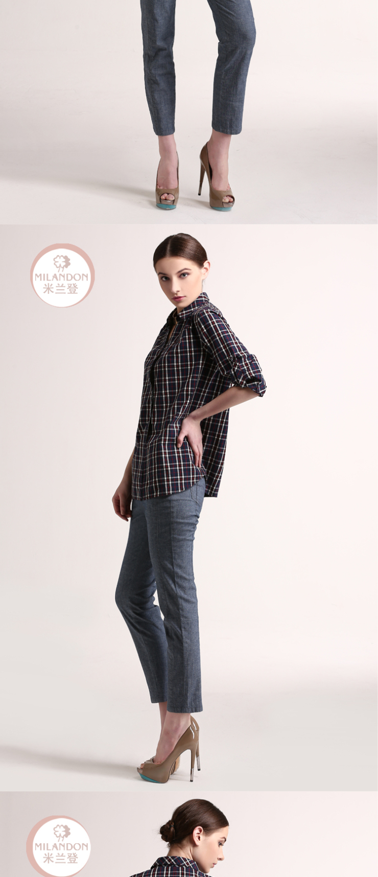 米兰登2013 春夏新款女裤弹力牛仔小脚九分裤 牛仔裤we110016 浅兰