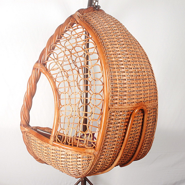 绿欣轩现代简约休闲藤编吊篮0056a 巧克力色 东南亚藤吊椅 家居就旗舰