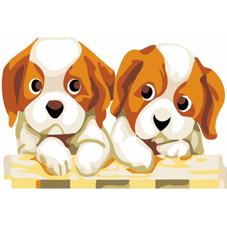 华庭丽娜 diy 钻石画 卡通系列 两只小狗 非十字绣 家居卧室